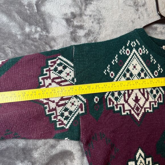 CC Sport Long Sleeve Crewneck Knit Sweater Multi Color Geometric Size X-Large - Picture 5 of 7